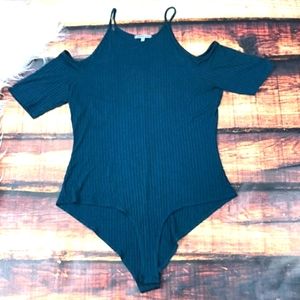 Dark Teal Cold Shoulder Body Suit Charlotte Russe